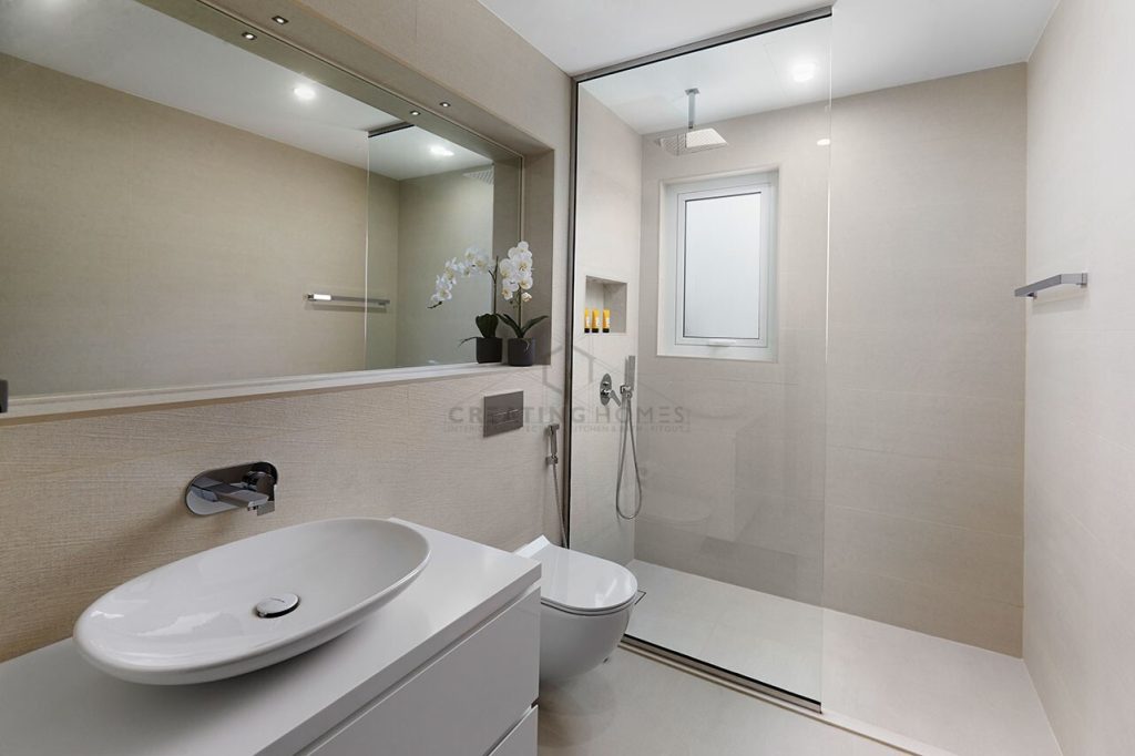 bathroom in Creating Homes' Modern Maison project located in Jumeirah Islands, Dubai