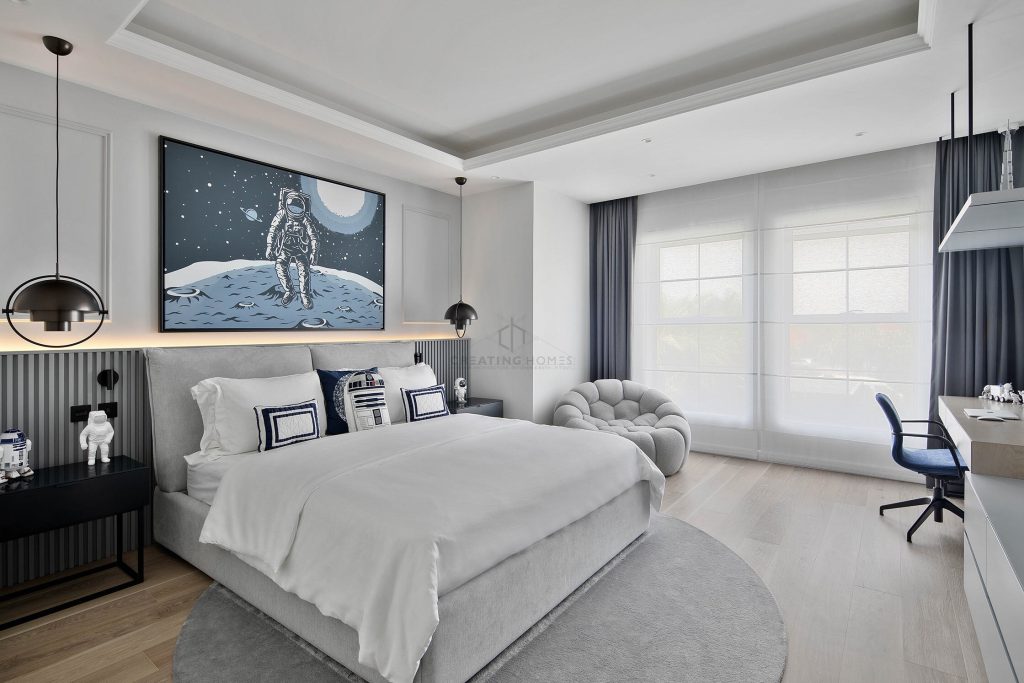 bedroom in Creating Homes' project Casa Blanca, located in Jumeirah Islands, Dubai