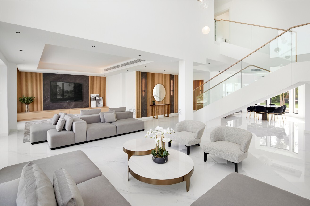 living space in Creating Homes' Black Beauty project in Jumeirah Islands, Dubai.