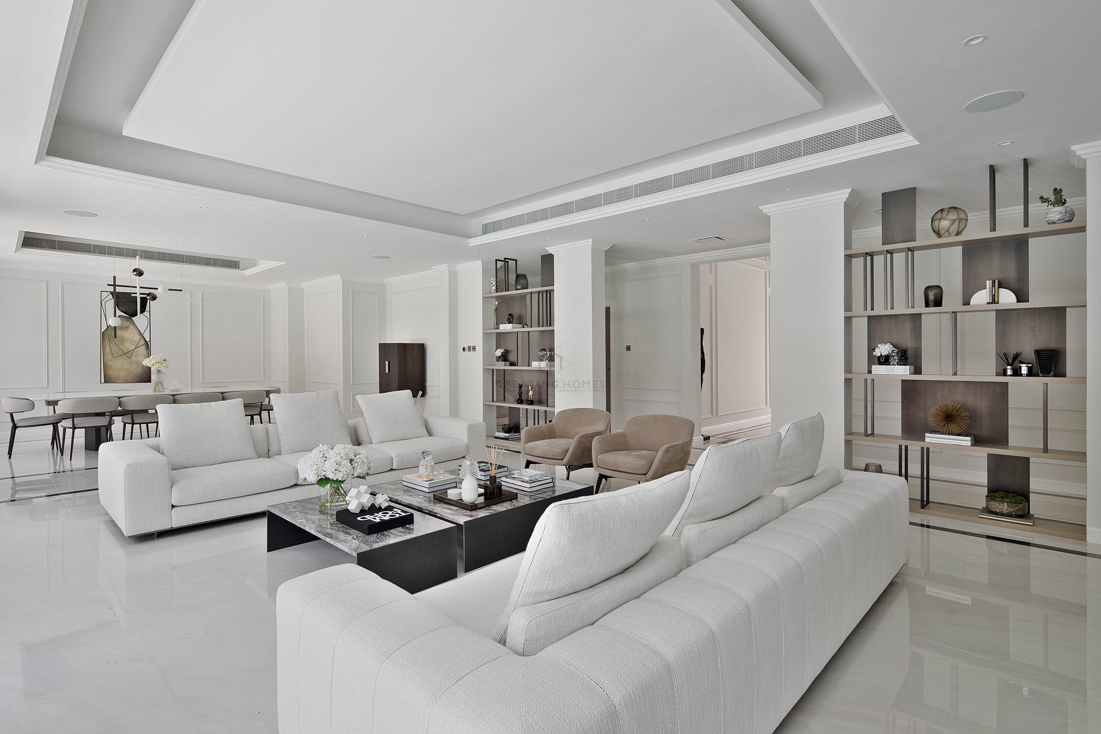 living room in Creating Homes' project Casa Blanca, located in Jumeirah Islands, Dubai