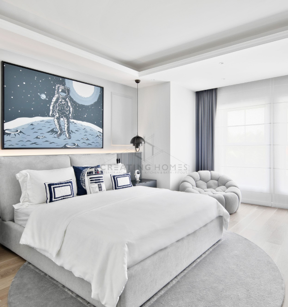 creatinghomes' modern cozy white and grey bedroom decor